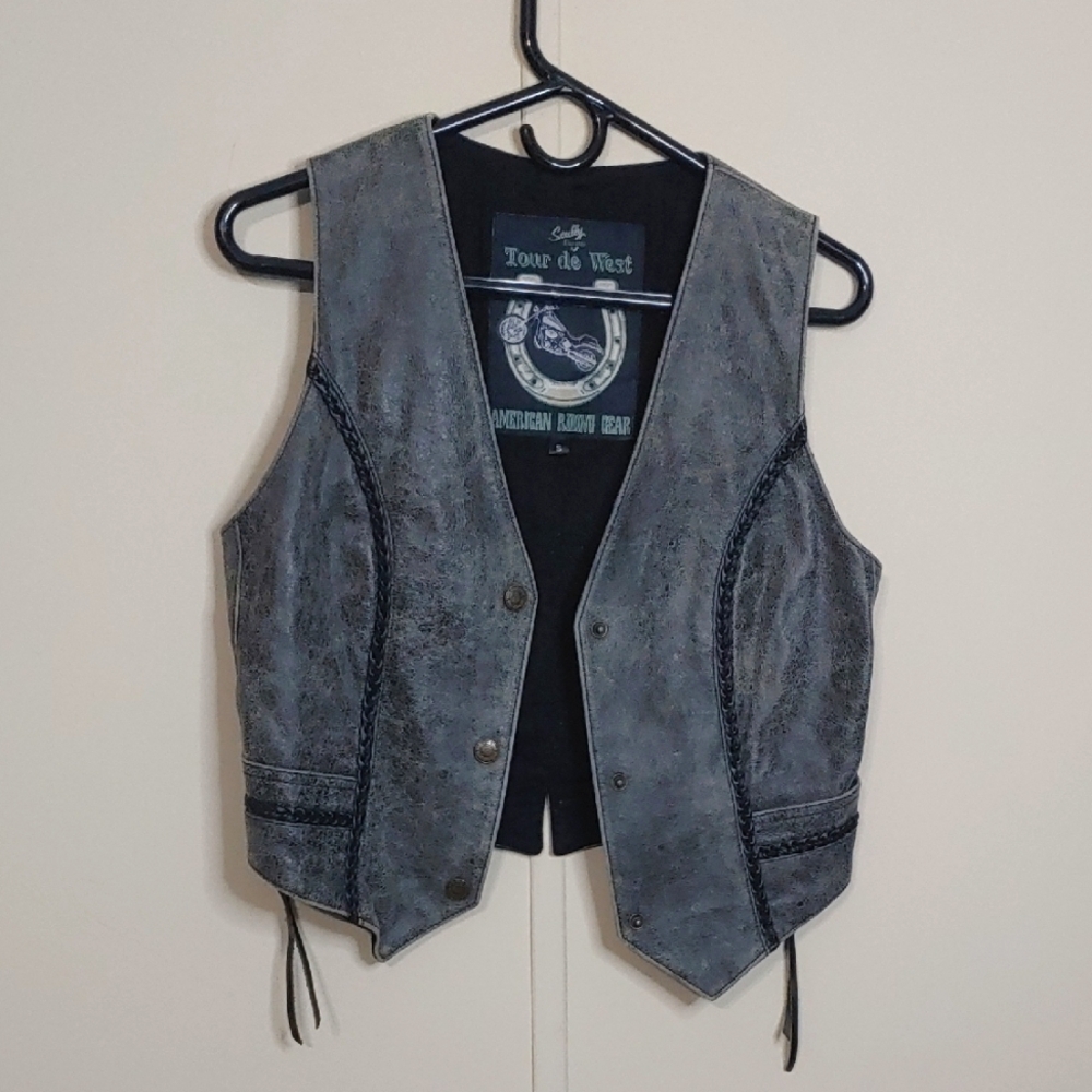 Scully Leather Motorcycle Vest Grey Tour De West Size Small